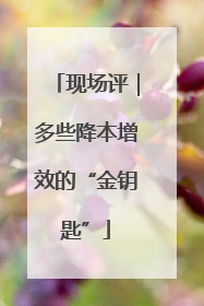 现场评｜多些降本增效的“金钥匙”