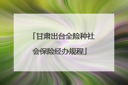 甘肃出台全险种社会保险经办规程