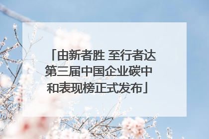 由新者胜 至行者达 第三届中国企业碳中和表现榜正式发布