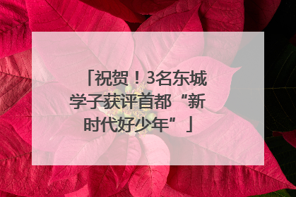 祝贺！3名东城学子获评首都“新时代好少年”