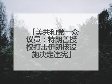 美共和党一众议员：特朗普授权打击伊朗核设施决定违宪