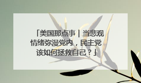 美国那点事｜当悲观情绪弥漫党内，民主党该如何拯救自己？
