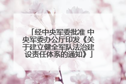 经中央军委批准 中央军委办公厅印发《关于建立健全军队法治建设责任体系的通知》