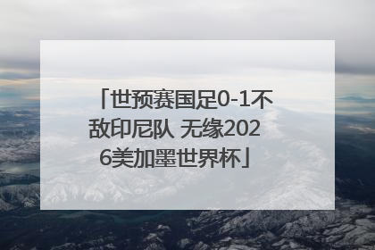 世预赛国足0-1不敌印尼队 无缘2026美加墨世界杯