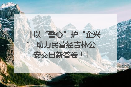 以“警心”护“企兴” 助力民营经吉林公安交出新答卷！