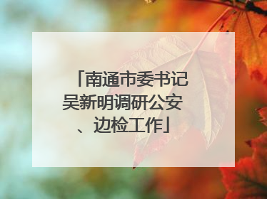 南通市委书记吴新明调研公安、边检工作
