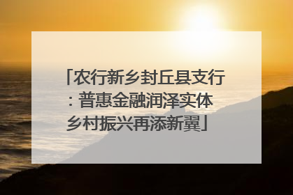 农行新乡封丘县支行：普惠金融润泽实体 乡村振兴再添新翼