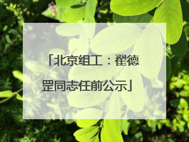 北京组工：翟德罡同志任前公示