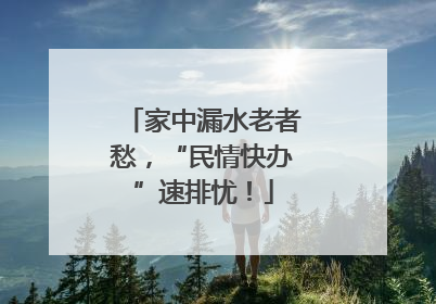 家中漏水老者愁，“民情快办”速排忧！