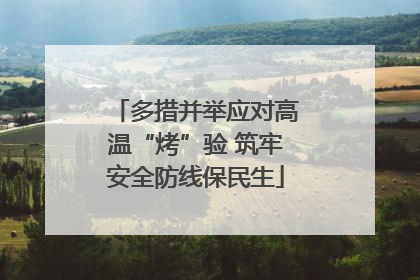 多措并举应对高温“烤”验 筑牢安全防线保民生