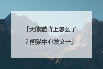 大熊猫背上怎么了？熊猫中心发文→