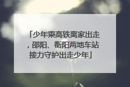 少年乘高铁离家出走，邵阳、衡阳两地车站接力守护出走少年