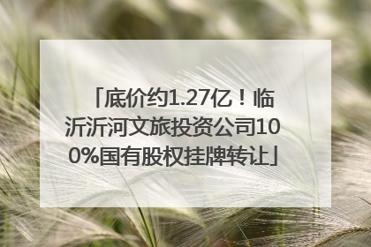 底价约1.27亿！临沂沂河文旅投资公司100%国有股权挂牌转让