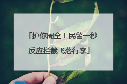 护你周全！民警一秒反应拦截飞落行李