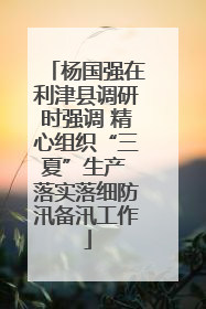 杨国强在利津县调研时强调 精心组织“三夏”生产 落实落细防汛备汛工作