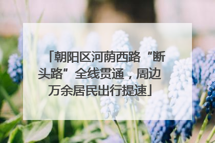 朝阳区河荫西路“断头路”全线贯通，周边万余居民出行提速