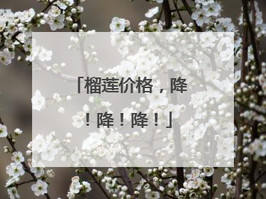 榴莲价格，降！降！降！