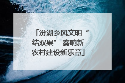 汾湖乡风文明“结双果” 奏响新农村建设新乐章