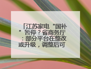 江苏家电“国补”暂停？省商务厅：部分平台在整改或升级，调整后可正常使用