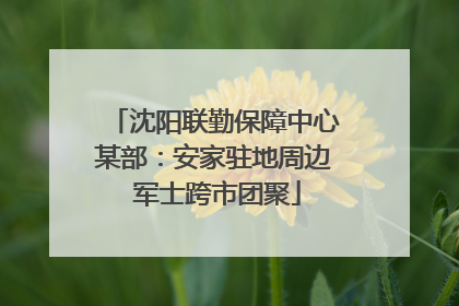 沈阳联勤保障中心某部：安家驻地周边 军士跨市团聚