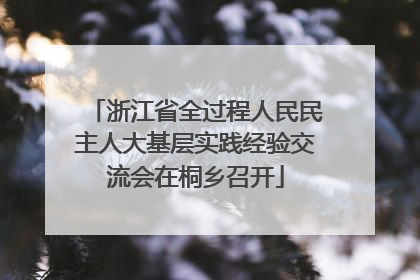 浙江省全过程人民民主人大基层实践经验交流会在桐乡召开