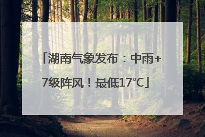 湖南气象发布：中雨+7级阵风！最低17℃