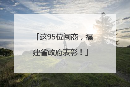 这95位闽商，福建省政府表彰！