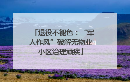 退役不褪色：“军人作风”破解无物业小区治理顽疾