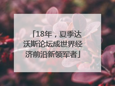 18年，夏季达沃斯论坛成世界经济前沿新领军者