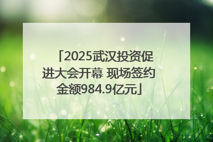 2025武汉投资促进大会开幕 现场签约金额984.9亿元