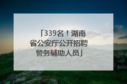 339名！湖南省公安厅公开招聘警务辅助人员